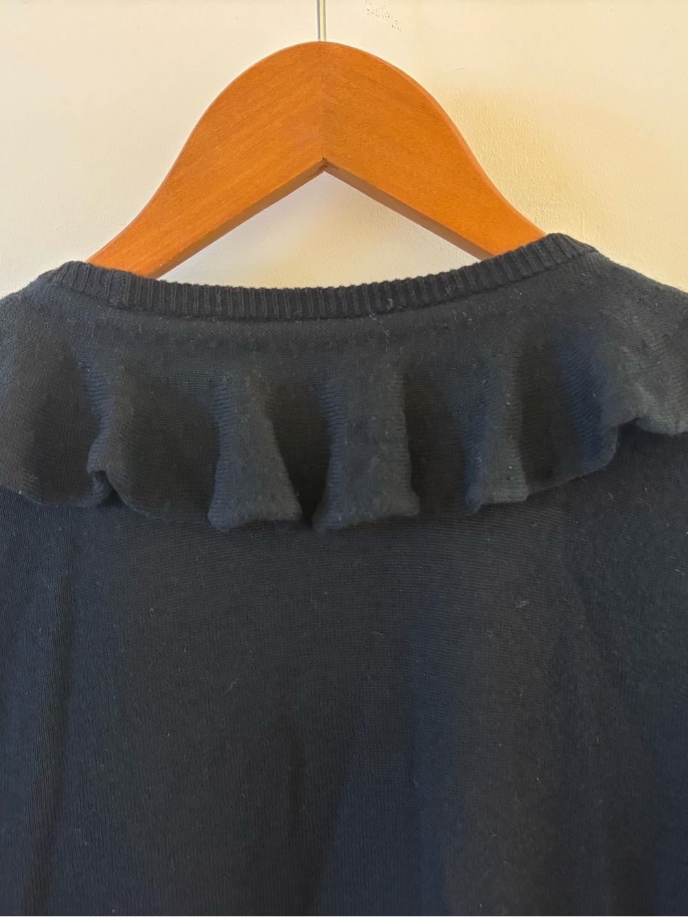 American Rag Cie Black Ruffle Front Open Cardigan XS - Picture 4 of 5